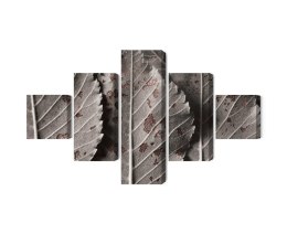 Obraz Wieloczęściowy Szare Liście W Skali Makro Canvas 200x120 LBS-3867-C200-120_1X40-120_2X40-80_2X40-40