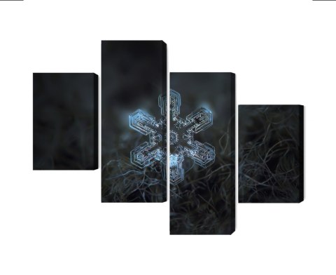 Obraz Wieloczęściowy Płatek Śniegu W Makroskali 3D Canvas 240x150 LBS-3836-C240-150_2X60-150_2X60-90