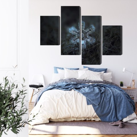 Obraz Wieloczęściowy Płatek Śniegu W Makroskali 3D Canvas 240x150 LBS-3836-C240-150_2X60-150_2X60-90