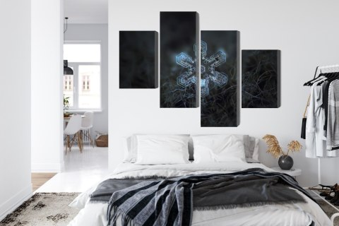Obraz Wieloczęściowy Płatek Śniegu W Makroskali 3D Canvas 240x150 LBS-3836-C240-150_2X60-150_2X60-90