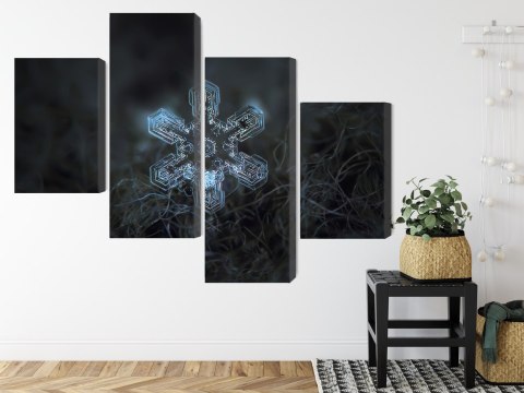 Obraz Wieloczęściowy Płatek Śniegu W Makroskali 3D Canvas 240x150 LBS-3836-C240-150_2X60-150_2X60-90