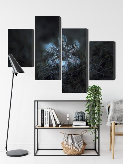 Obraz Wieloczęściowy Płatek Śniegu W Makroskali 3D Canvas 240x150 LBS-3836-C240-150_2X60-150_2X60-90