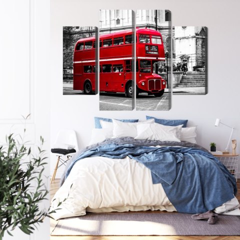 Obraz Wieloczęściowy Autobus Piętrowy W Londynie Canvas 120x90 LBS-2190-C120-90_2X30-90_2X30-60