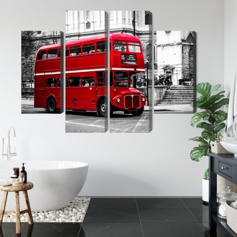 Obraz Wieloczęściowy Autobus Piętrowy W Londynie Canvas 120x90 LBS-2190-C120-90_2X30-90_2X30-60