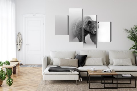 Obraz Wieloczęściowy Niedźwiedź We Mgle 3D Canvas Naturalny 160x100 LBS-4686-NC160-100_2X40-100_2X40-60