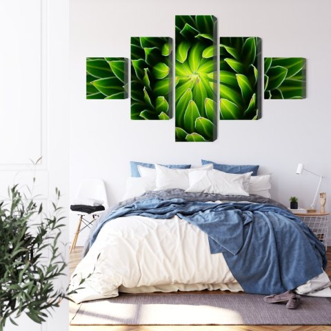 Obraz Wieloczęściowy Zielona Roślina W Skali Makro Canvas Naturalny 200x120 LBS-3712-NC200-120_1X40-120_2X40-80_2X40-40