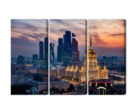 Obraz Wieloczęściowy Widok Z Lotu Ptaka Na Panoramę Moskwy Canvas Naturalny 180x120 LBS-2844-NC180-120_3X60-120