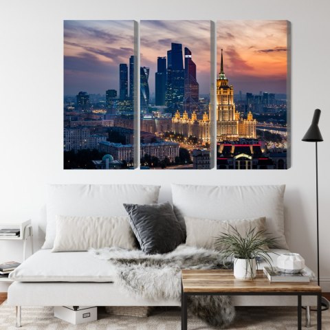Obraz Wieloczęściowy Widok Z Lotu Ptaka Na Panoramę Moskwy Canvas Naturalny 180x120 LBS-2844-NC180-120_3X60-120