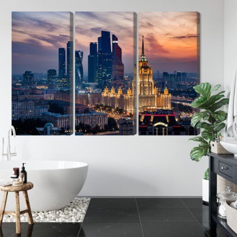 Obraz Wieloczęściowy Widok Z Lotu Ptaka Na Panoramę Moskwy Canvas Naturalny 180x120 LBS-2844-NC180-120_3X60-120