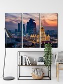Obraz Wieloczęściowy Widok Z Lotu Ptaka Na Panoramę Moskwy Canvas Naturalny 180x120 LBS-2844-NC180-120_3X60-120