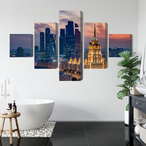 Obraz Wieloczęściowy Widok Z Lotu Ptaka Na Panoramę Moskwy Canvas Naturalny 200x120 LBS-2848-NC200-120_1X40-120_2X40-80_2X40-40