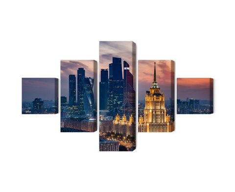 Obraz Wieloczęściowy Widok Z Lotu Ptaka Na Panoramę Moskwy Canvas Naturalny 250x150 LBS-2848-NC250-150_1X50-150_2X50-100_2X50-5