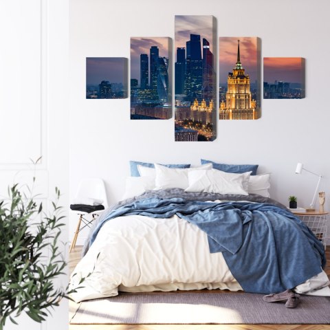 Obraz Wieloczęściowy Widok Z Lotu Ptaka Na Panoramę Moskwy Canvas Naturalny 250x150 LBS-2848-NC250-150_1X50-150_2X50-100_2X50-5
