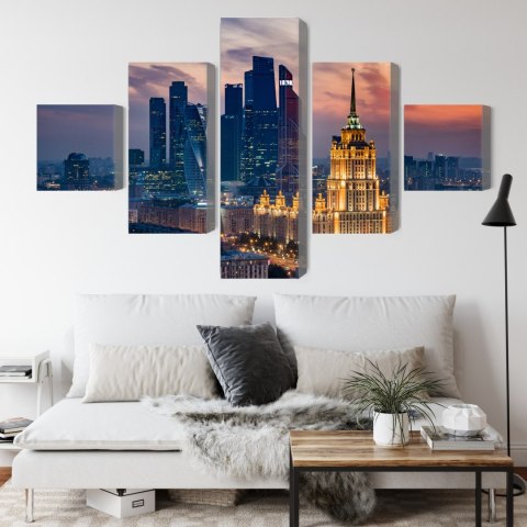 Obraz Wieloczęściowy Widok Z Lotu Ptaka Na Panoramę Moskwy Canvas Naturalny 250x150 LBS-2848-NC250-150_1X50-150_2X50-100_2X50-5