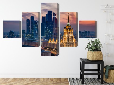 Obraz Wieloczęściowy Widok Z Lotu Ptaka Na Panoramę Moskwy Canvas Naturalny 250x150 LBS-2848-NC250-150_1X50-150_2X50-100_2X50-5