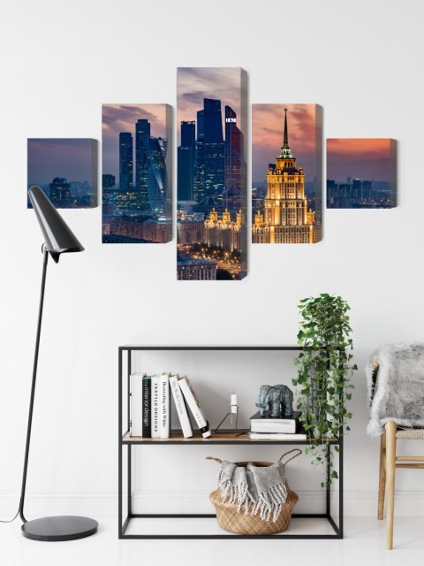 Obraz Wieloczęściowy Widok Z Lotu Ptaka Na Panoramę Moskwy Canvas Naturalny 250x150 LBS-2848-NC250-150_1X50-150_2X50-100_2X50-5