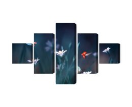 Obraz Wieloczęściowy Biedronki I Polne Kwiaty W Skali Makro Canvas 150x90 LBS-3947-C150-90_1X30-90_2X30-60_2X30-30