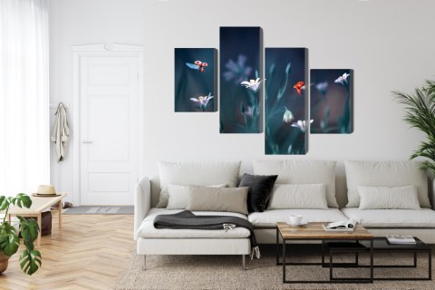 Obraz Wieloczęściowy Biedronki I Polne Kwiaty W Skali Makro Canvas Naturalny 240x150 LBS-3945-NC240-150_2X60-150_2X60-90