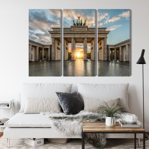 Obraz Wieloczęściowy Brama Brandenburska W Berlinie Canvas 150x100 LBS-2746-C150-100_3X50-100
