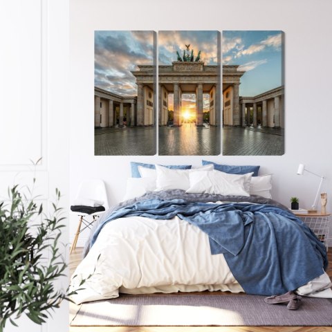 Obraz Wieloczęściowy Brama Brandenburska W Berlinie Canvas Naturalny 150x100 LBS-2746-NC150-100_3X50-100