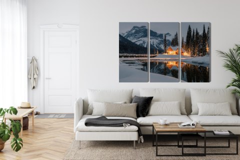 Obraz Wieloczęściowy Emerald Lake W Kanadzie Zimą Canvas 180x120 LBS-2400-C180-120_3X60-120