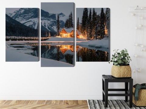 Obraz Wieloczęściowy Emerald Lake W Kanadzie Zimą Canvas 180x120 LBS-2401-C180-120_1X60-120_2X60-90