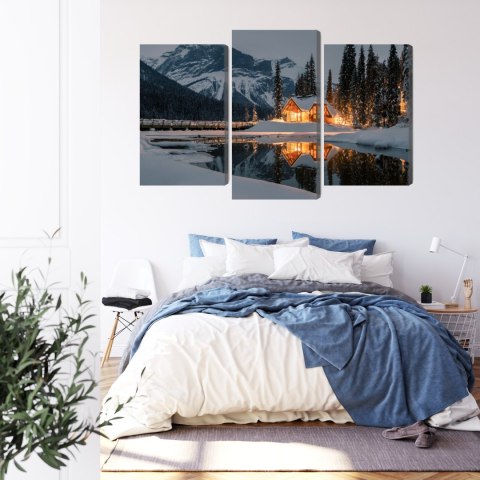 Obraz Wieloczęściowy Emerald Lake W Kanadzie Zimą Canvas Naturalny 120x80 LBS-2401-NC120-80_1X40-80_2X40-60