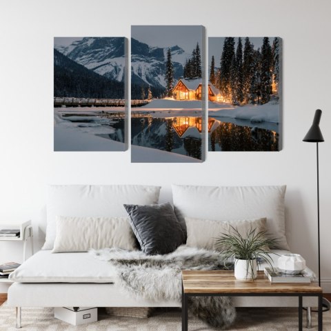 Obraz Wieloczęściowy Emerald Lake W Kanadzie Zimą Canvas Naturalny 120x80 LBS-2401-NC120-80_1X40-80_2X40-60