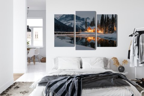 Obraz Wieloczęściowy Emerald Lake W Kanadzie Zimą Canvas Naturalny 150x100 LBS-2401-NC150-100_1X50-100_2X50-75