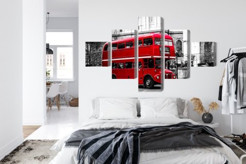 Obraz Wieloczęściowy Autobus Piętrowy W Londynie Canvas 150x90 LBS-2192-C150-90_1X30-90_2X30-60_2X30-30