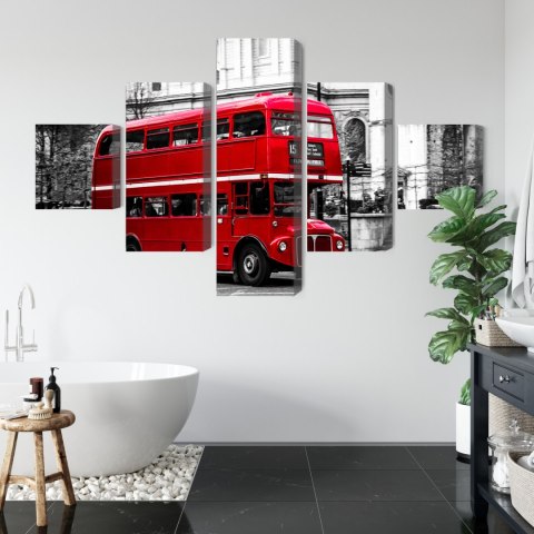 Obraz Wieloczęściowy Autobus Piętrowy W Londynie Canvas 200x120 LBS-2192-C200-120_1X40-120_2X40-80_2X40-40