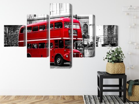 Obraz Wieloczęściowy Autobus Piętrowy W Londynie Canvas 200x120 LBS-2192-C200-120_1X40-120_2X40-80_2X40-40