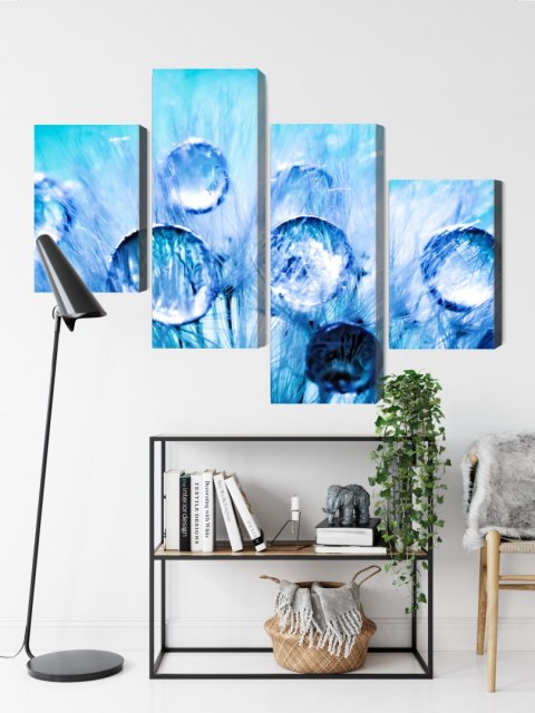 Obraz Wieloczęściowy Krople Rosy Na Nasionach Mniszka Lekarskiego W Skali Makro Canvas 240x150 LBS-3706-C240-150_2X60-150_2X60-