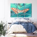 Obraz Wieloczęściowy Motyl Na Liściu W Skali Makro Canvas 150x100 LBS-3938-C150-100_3X50-100