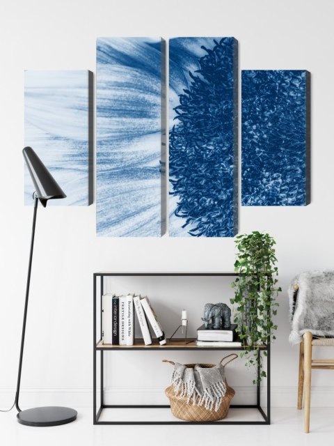 Obraz Wieloczęściowy Niebieski Słonecznik W Skali Makro Canvas Naturalny 120x90 LBS-3910-NC120-90_2X30-90_2X30-60