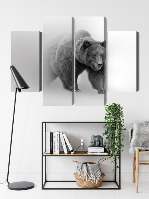 Obraz Wieloczęściowy Niedźwiedź We Mgle 3D Canvas 160x120 LBS-4685-C160-120_2X40-120_2X40-80