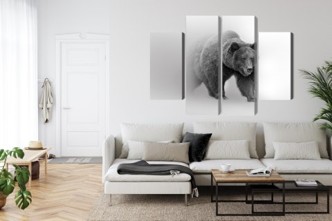Obraz Wieloczęściowy Niedźwiedź We Mgle 3D Canvas Naturalny 120x90 LBS-4685-NC120-90_2X30-90_2X30-60