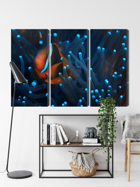 Obraz Wieloczęściowy Błazenek W Anemonie 3D Canvas Naturalny 180x120 LBS-3663-NC180-120_3X60-120