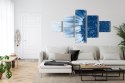 Obraz Wieloczęściowy Niebieski Słonecznik W Skali Makro Canvas 150x90 LBS-3912-C150-90_1X30-90_2X30-60_2X30-30