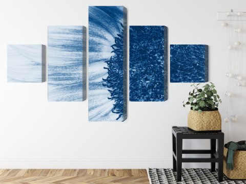 Obraz Wieloczęściowy Niebieski Słonecznik W Skali Makro Canvas Naturalny 150x90 LBS-3912-NC150-90_1X30-90_2X30-60_2X30-30