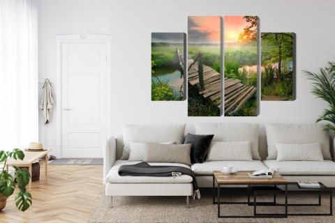 Obraz Wieloczęściowy Łąka O Świcie Canvas 120x90 LBS-4640-C120-90_2X30-90_2X30-60