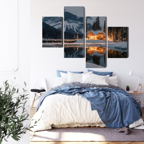 Obraz Wieloczęściowy Emerald Lake W Kanadzie Zimą Canvas 240x150 LBS-2403-C240-150_2X60-150_2X60-90