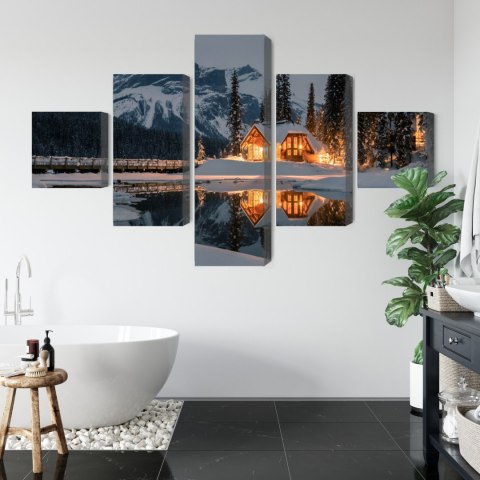 Obraz Wieloczęściowy Emerald Lake W Kanadzie Zimą Canvas 250x150 LBS-2404-C250-150_1X50-150_2X50-100_2X50-50