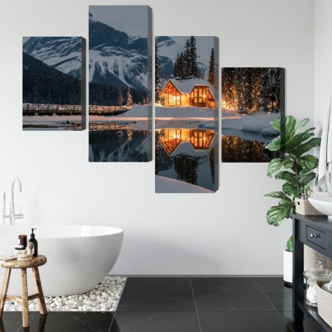 Obraz Wieloczęściowy Emerald Lake W Kanadzie Zimą Canvas Naturalny 120x75 LBS-2403-NC120-75_2X30-75_2X30-45