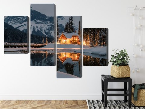 Obraz Wieloczęściowy Emerald Lake W Kanadzie Zimą Canvas Naturalny 120x75 LBS-2403-NC120-75_2X30-75_2X30-45