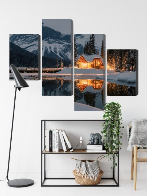 Obraz Wieloczęściowy Emerald Lake W Kanadzie Zimą Canvas Naturalny 160x100 LBS-2403-NC160-100_2X40-100_2X40-60