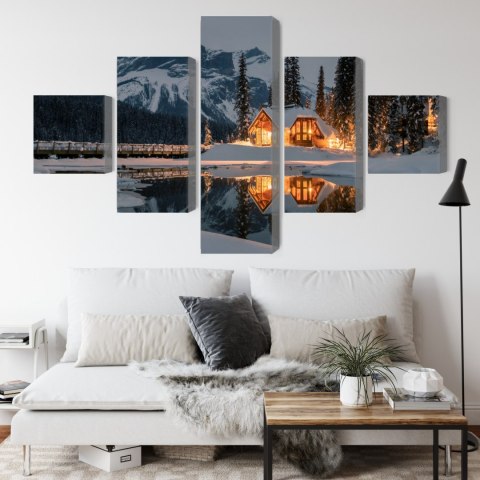 Obraz Wieloczęściowy Emerald Lake W Kanadzie Zimą Canvas Naturalny 200x120 LBS-2404-NC200-120_1X40-120_2X40-80_2X40-40