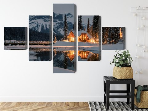 Obraz Wieloczęściowy Emerald Lake W Kanadzie Zimą Canvas Naturalny 200x120 LBS-2404-NC200-120_1X40-120_2X40-80_2X40-40