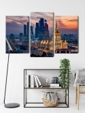 Obraz Wieloczęściowy Widok Z Lotu Ptaka Na Panoramę Moskwy Canvas Naturalny 180x120 LBS-2845-NC180-120_1X60-120_2X60-90