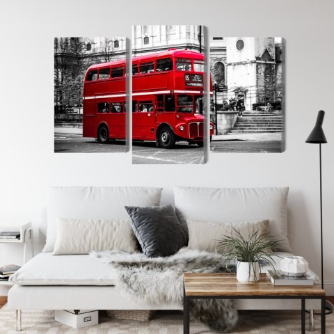 Obraz Wieloczęściowy Autobus Piętrowy W Londynie Canvas 150x100 LBS-2189-C150-100_1X50-100_2X50-75